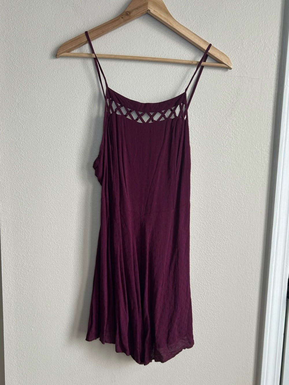 Urban Outfitters Kimchi Blue Lattice Detail Purple Plum Romper Size 8